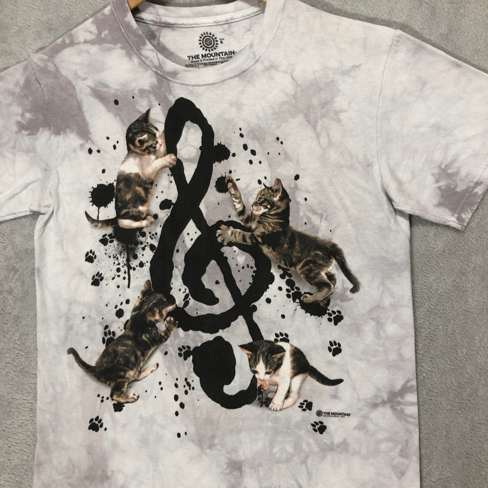 The Mountain Kittens Music Notes Tie Dye Graphic T-Shirt Novelty Tee Size‎ S